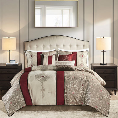 Édredon très grand 7 pièces - motif rouge avec