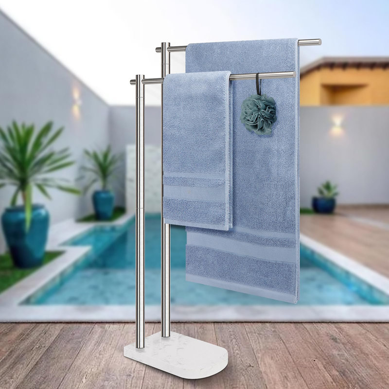 Barre à serviettes de douche autoportante, Nickel brossé
