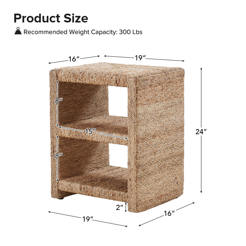 Boatwright Grass Rope End Table | Stylish Two Shelves
