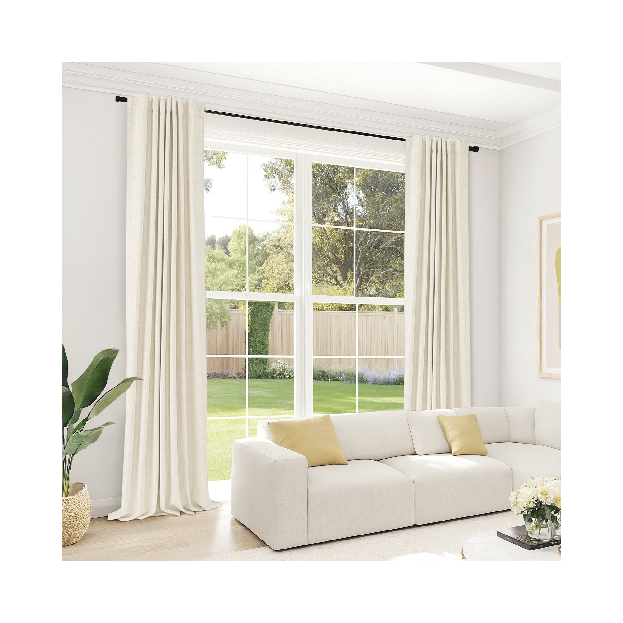 Graciella Thermal Insulated Faux Linen Textured 100% Blackout Curtains for Bedroom Living Room Back Tab/Rod Pocket
