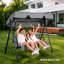  Ensemble de balançoire de patio en métal pour 2 personnes avec coussin et auvent réglable en rouge-1746353999