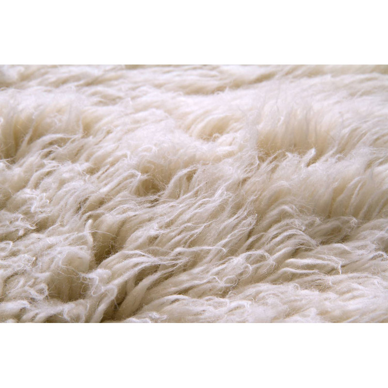 Jeffry Flokati Wool Ivory Rug, Square 250cm
