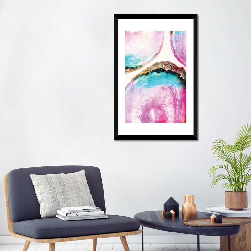 « agate pattern », impression sur toile, Papier d'art encadré noir, Blanc, H 24 po x l 16 po x P 1 po