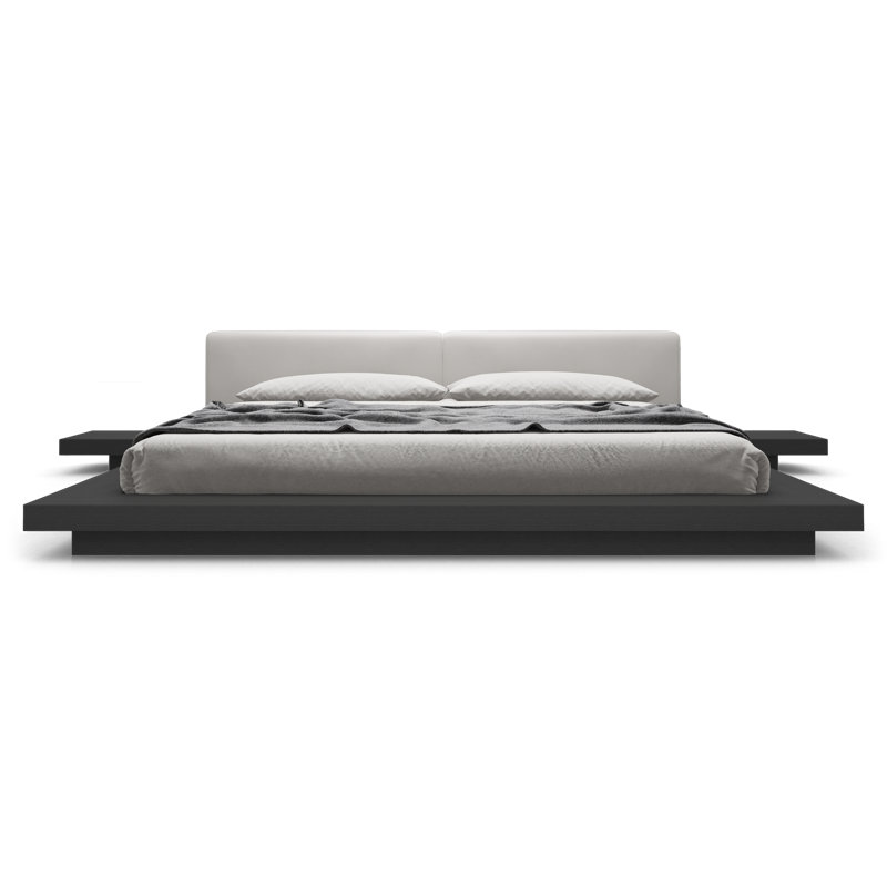 Upholstered Bed, Wenge/Pearl Gray Fabric, Queen