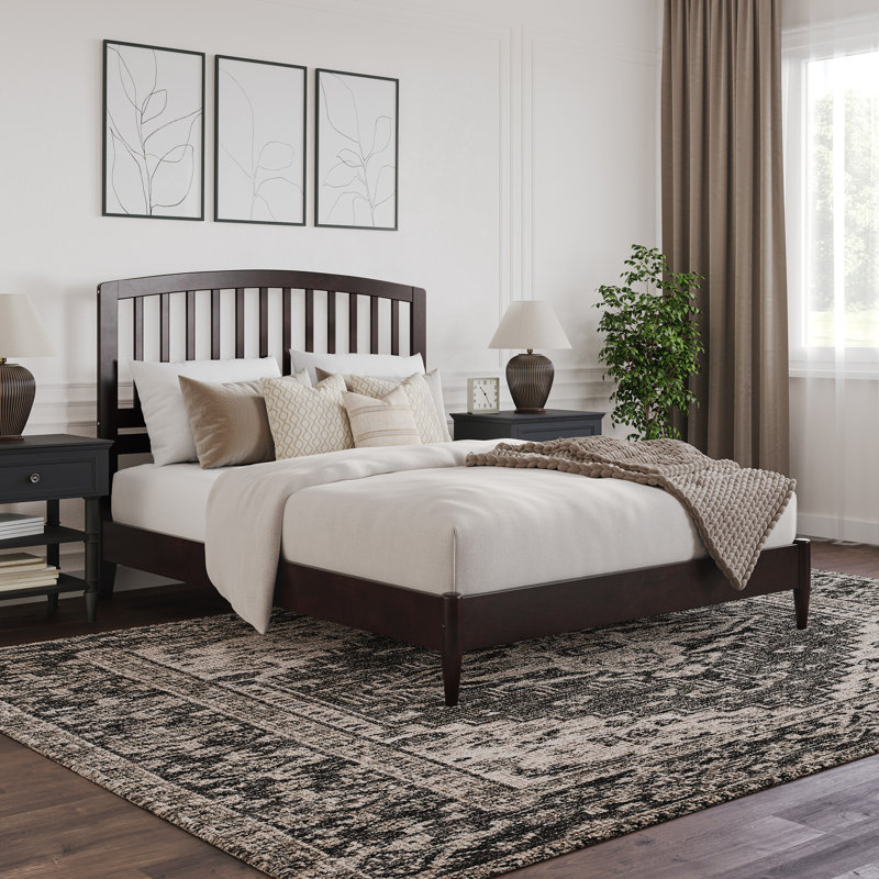 Lit plateforme en bois massif Audriel, Espresso, Grand