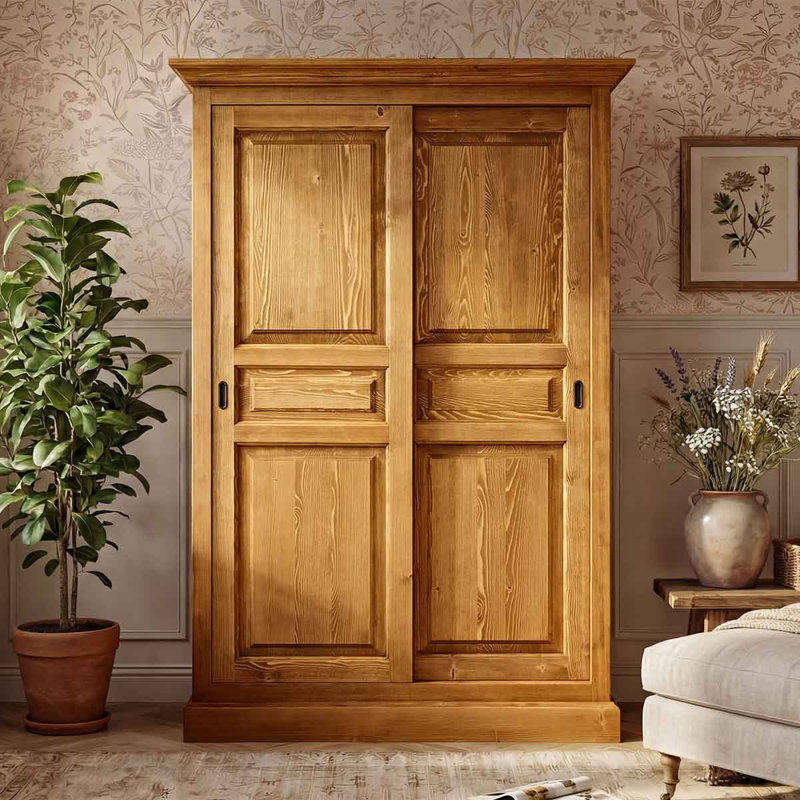 Hailley Solid Spruce Wood 2 Door Wardrobe