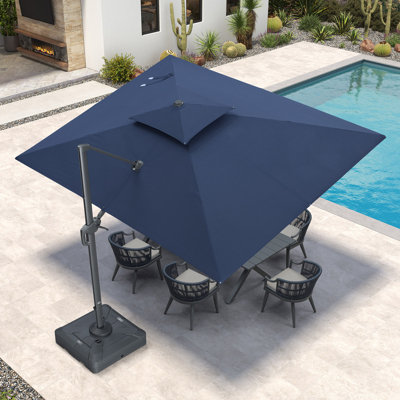 Parasol rectangulaire en porte-à-faux 9 pi x 12 pi, bleu marine