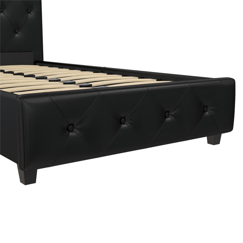 Bhaven Vegan Leather Platform Bed, Twin, Black