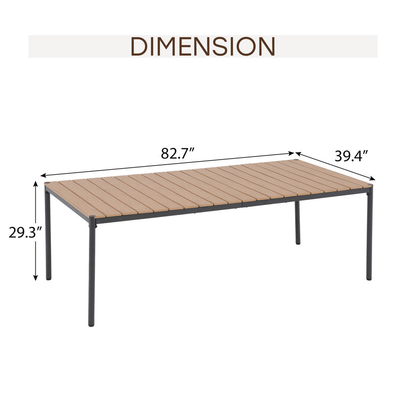 Patio 6-person Dining Set With Cushions, 29.3'' H x 82.7'' W x 39.4'' D, 6