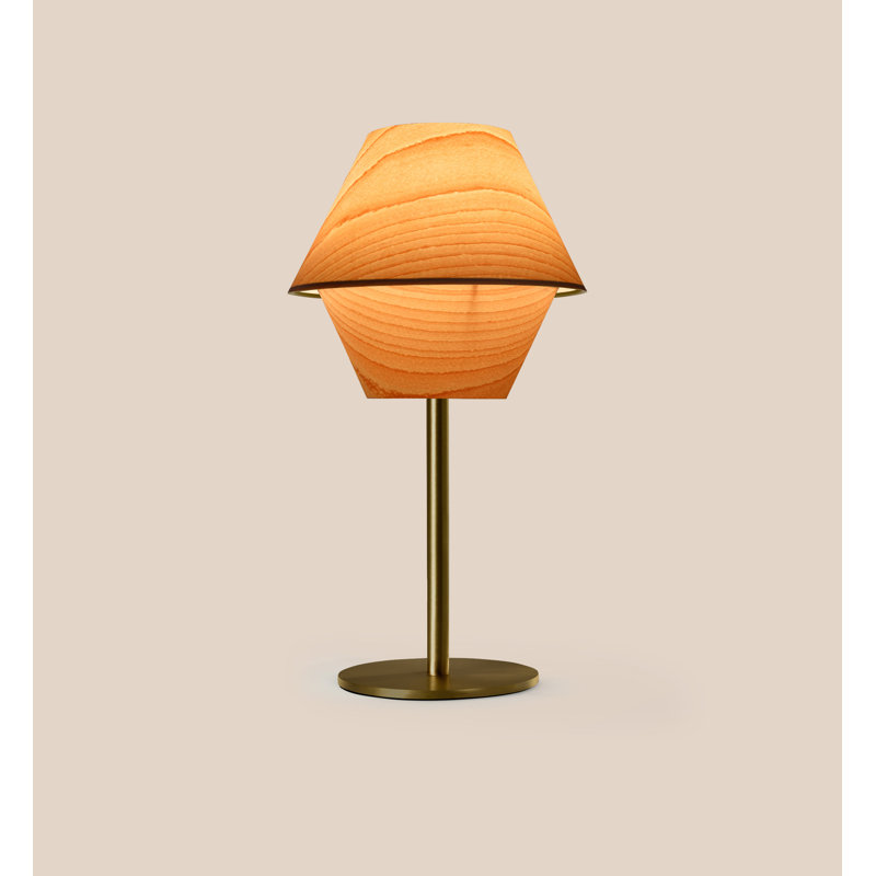 Lampe de table Hotel, Hêtre naturel, Doré, Intensité réglable