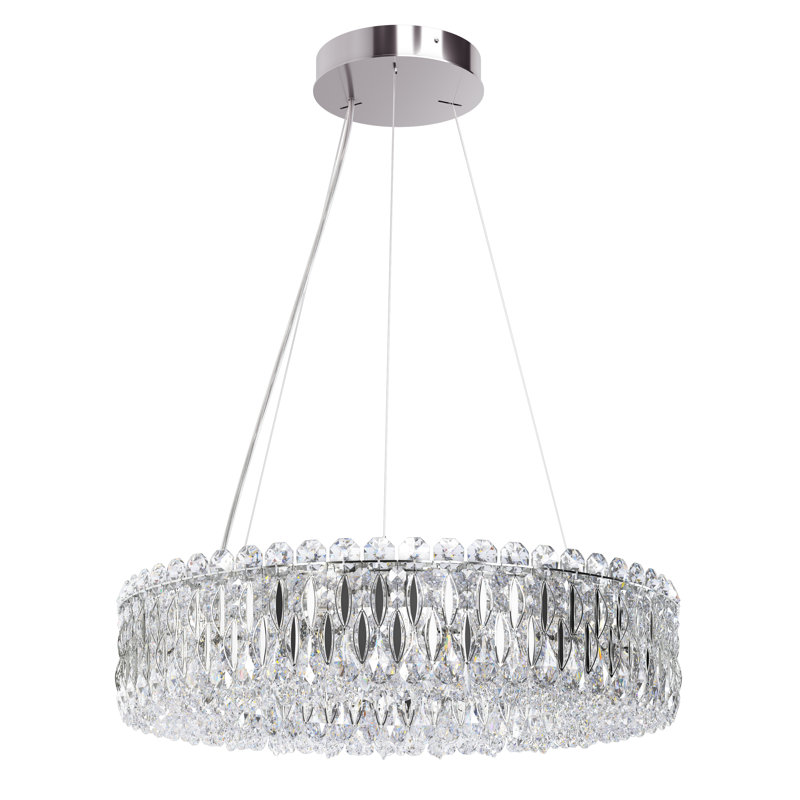 Sarella 12 - Light Dimmable Drum Chandelier, Heritage, Stainless Steel