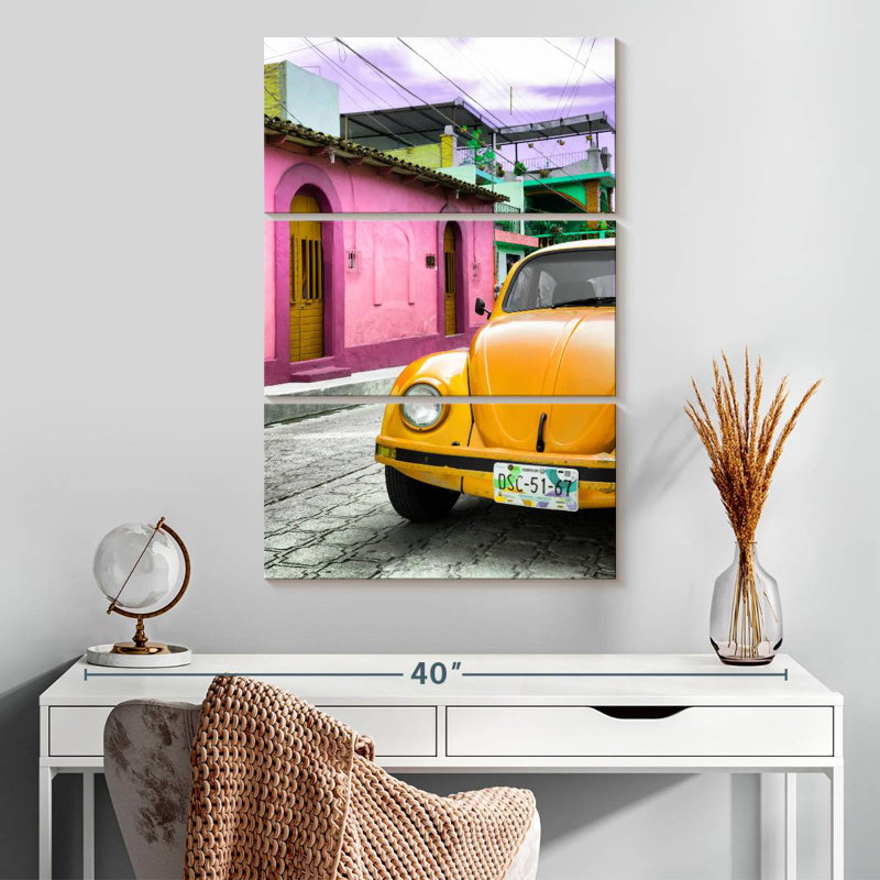 Voiture Meet jaune Beetle, H 32 po x l 20 po