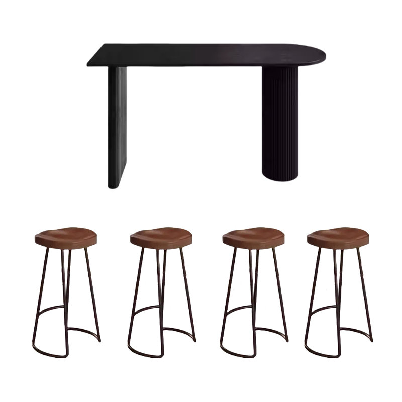 Table de bar en bois massif avec lumière luxueuse, H 41,3 po x L 55,1 po x l 17,7 po