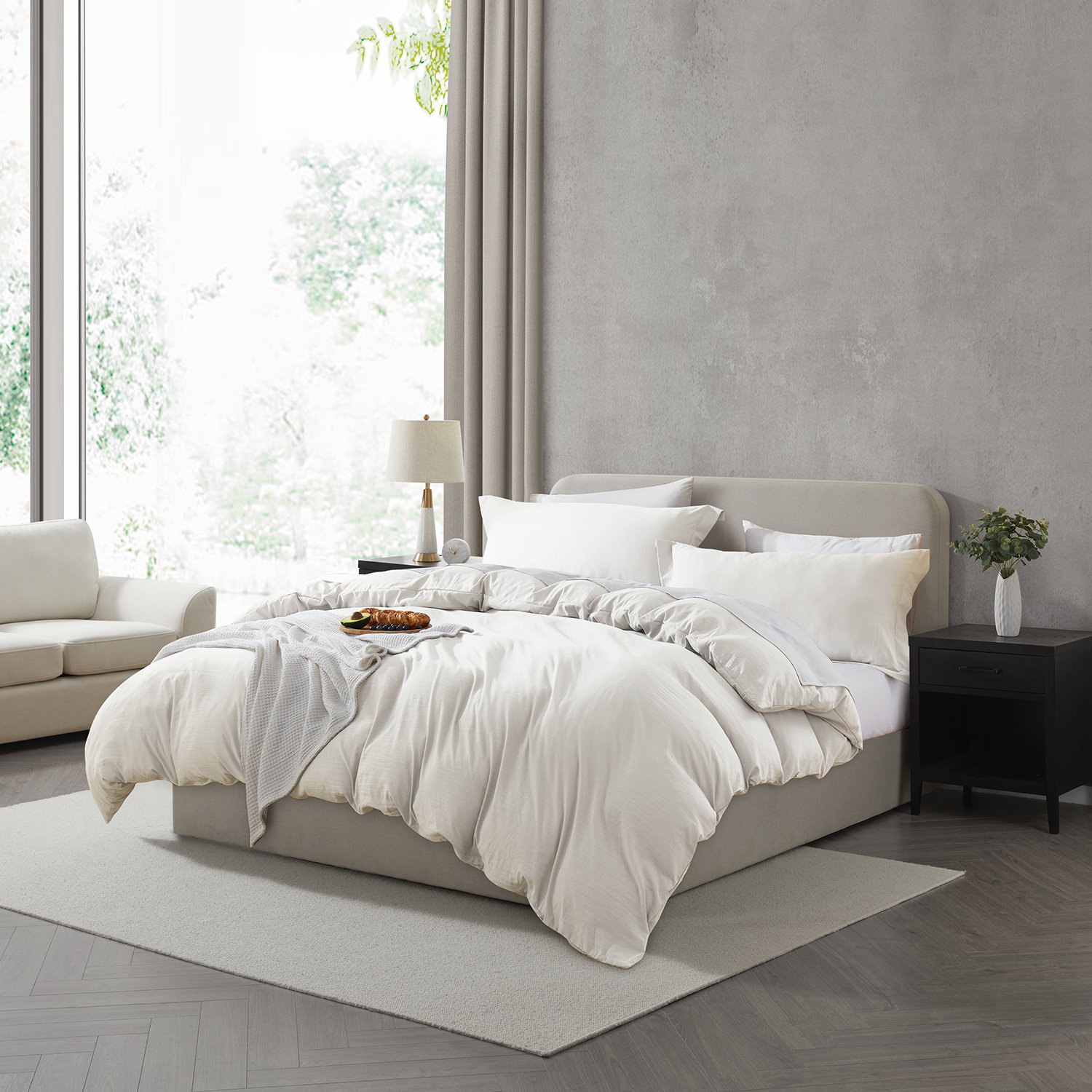 Precious Star Linen Egyptian Cotton Duvet Cover – Oversized King 120x98”, 800 Thread Count, Zipper & Corner Ties - View #8