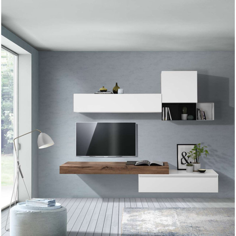 Evilynn Floating Shelf, Honey Oak/White