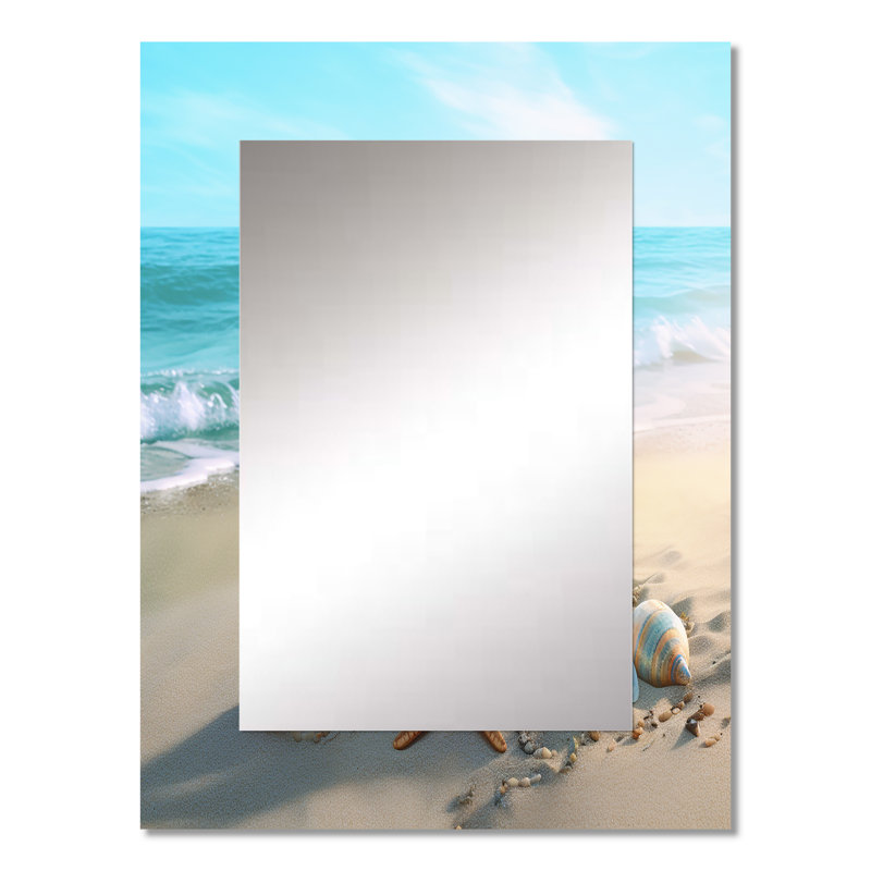 Coastal Seashore - miroir mural unique de plage, miroir moderne, impression d'art en métal, 32 po x 24 po