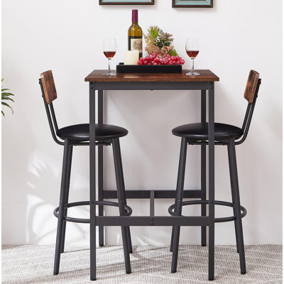 PU Soft seat with backrest Bar Table Set with 2 Bar stools
