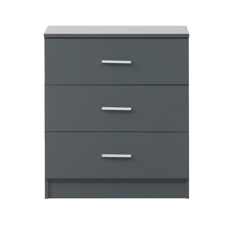 Willette 60cm W 3 - Drawer Chest of Drawers, Dark Grey