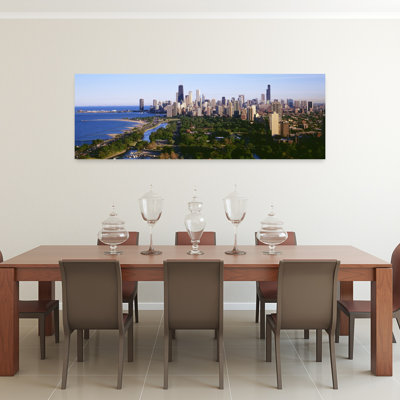 Vue aérienne de l'horizon, Chicago, Illinois, États-Unis, art contemporain abstrait, art mural de la ville