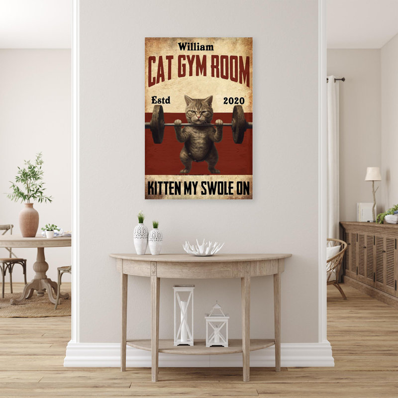 Chat, salle de gym sur toile, impression, H 36 po x l 24 po x P 1,25 po