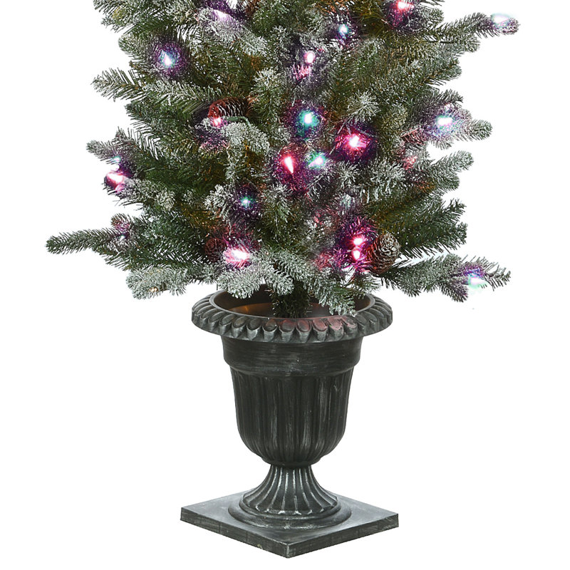 4 ft. Snowy Morgan Spruce Entrance Tree with Twinkly LED Lights