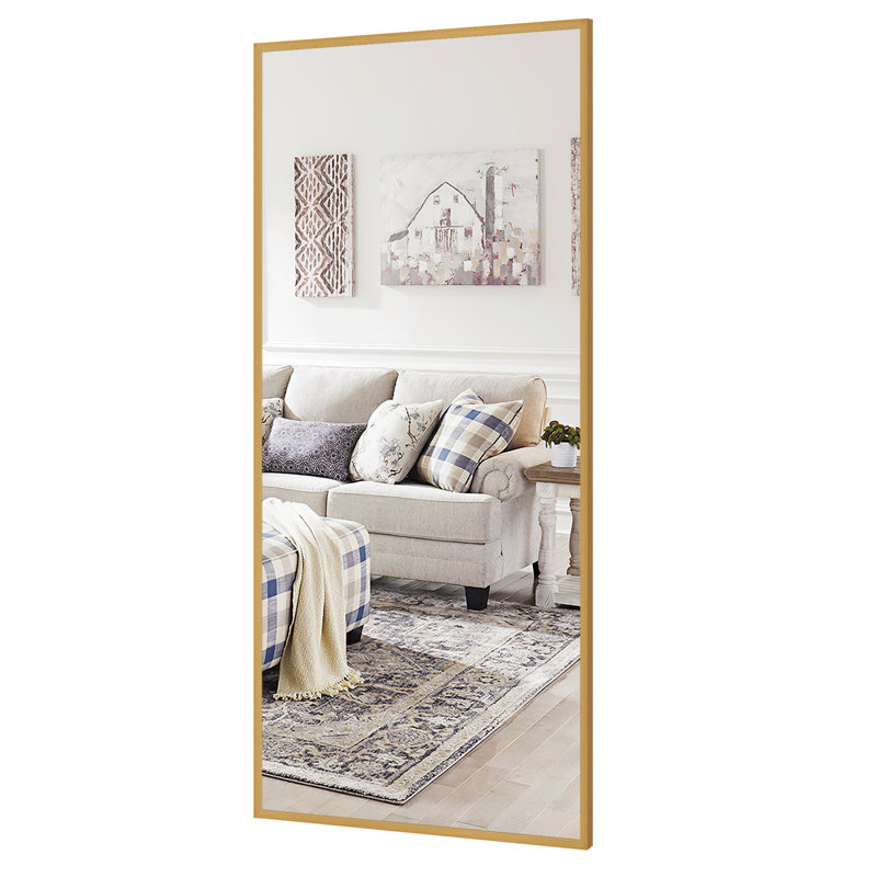 Talma Wood Flat Mirror, 71" H x 24" W, Gold