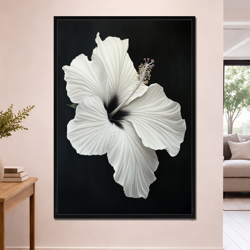 Décoration murale encadrée Tibbie V - Fleurs exotiques noires, H 60 po x l 40 po, Cadre flottant noir