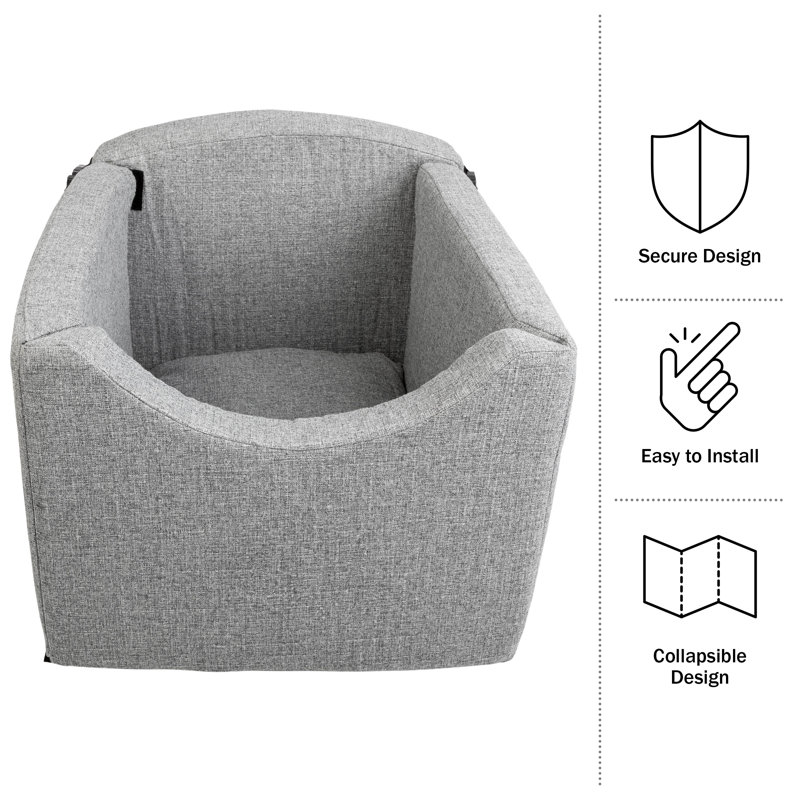 Gray Soft Sided Pet Car Seat with Safety Tether