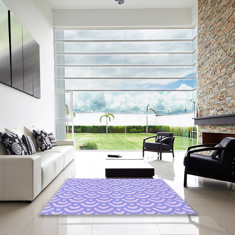 Tapis décoratif mauve géométrique, Carré 8 pi