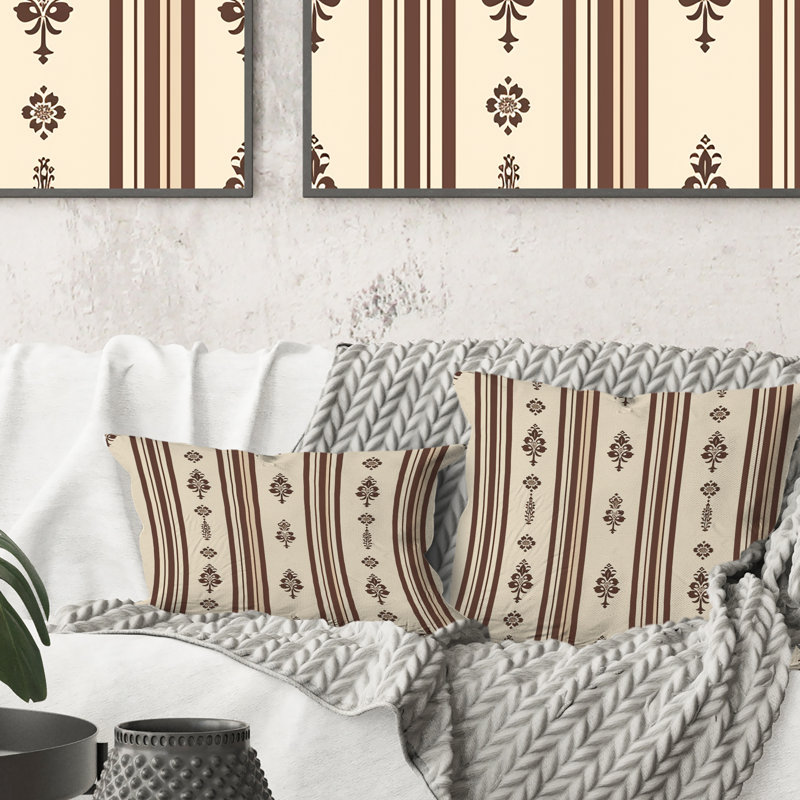 Motif à rayures brun et blanc I - traditionnel, H 16 po x l 16 po