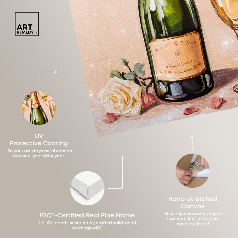 «Blooming Champagne Vase», impressions sur toile par Glam , H 15 po x l 10 po, Toile tendue