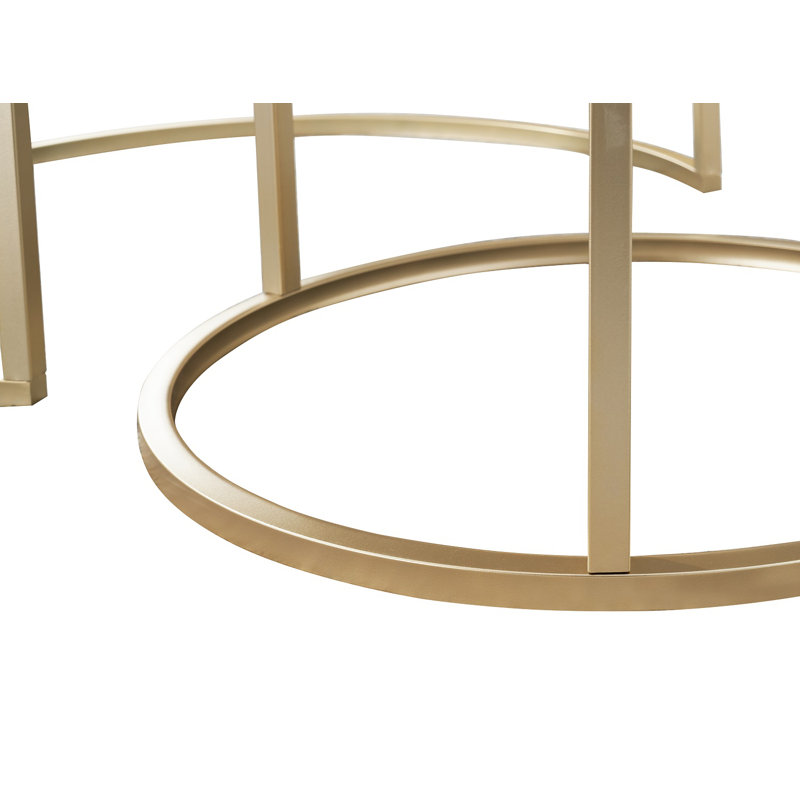 Ensemble de tables basses 2 pièces Amyris, Doré, Blanc