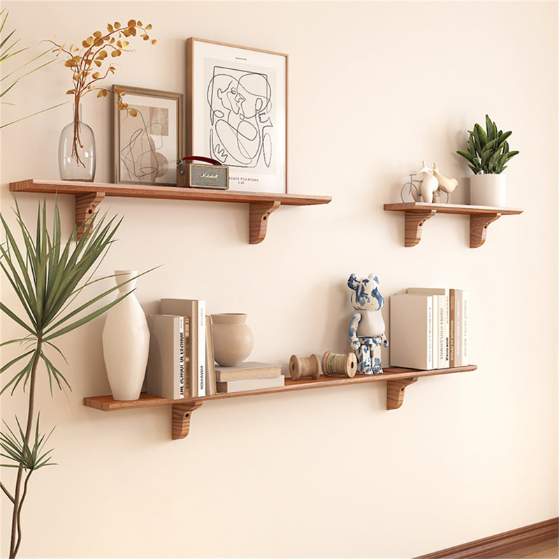 Tablette murale flottante en bois massif, H 5,90 po x l 31,49 po x P 5,90 po