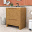 Meuble-lavabo de 30 pouces avec lavabo en céramique, portes doubles à fermeture en douceur, tiroir et tablette réglable-1094640070