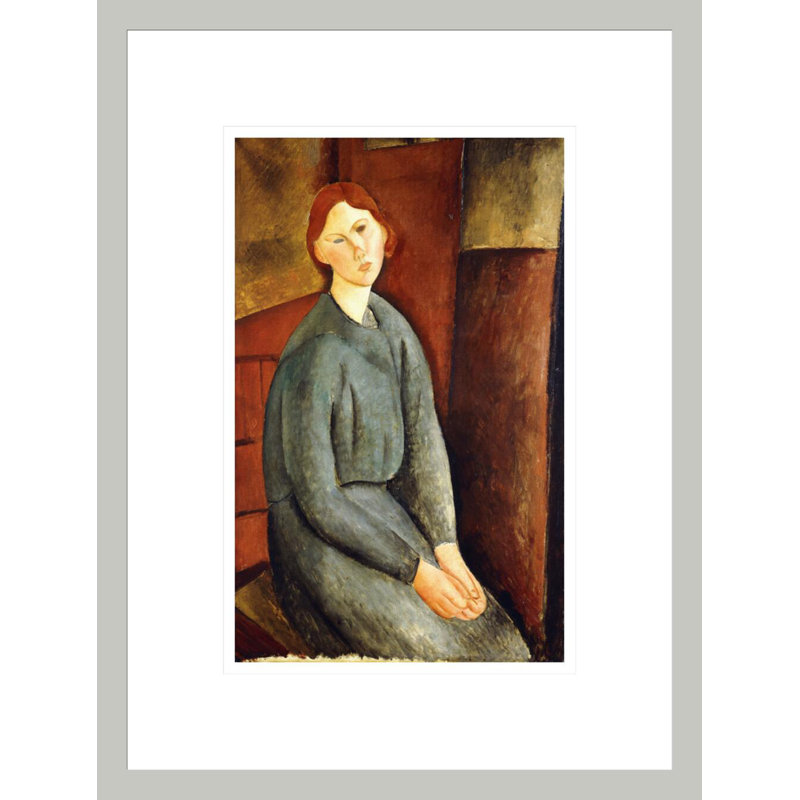 Portrait d'Annie Bjarne par Amedeo Modigliani - Estampe numérique encadrée, H 16,75 po x l 12,66 po