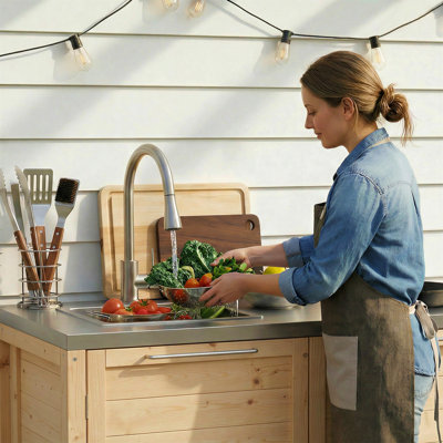 Cedar Outdoor Kitchen Cabinet With Sink