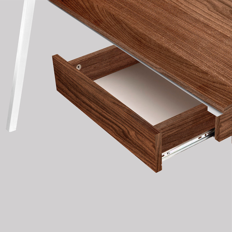 Conesus Computer Desk, Walnut, White
