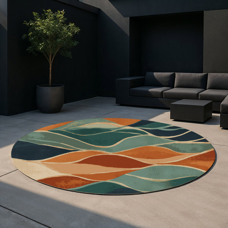 Tapis intérieur et extérieur Woodland Whispers, Rond 5 pi