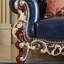 Fauteuil luxueux luxueux en cuir véritable sculpté en bois massif de 51 po de largeur