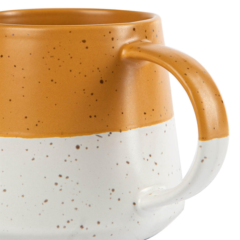 Nicola Spring - Dipped Flecked Stoneware Belly Mug & Plate - 20.5cm, Mustard