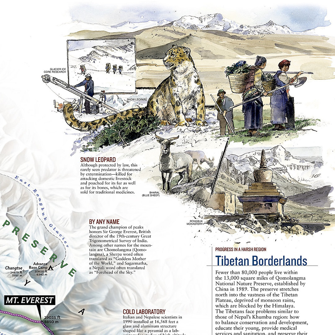 Mount Everest 50th Anniversary Wall Map (Two sided) National Geographic Maps Map 
