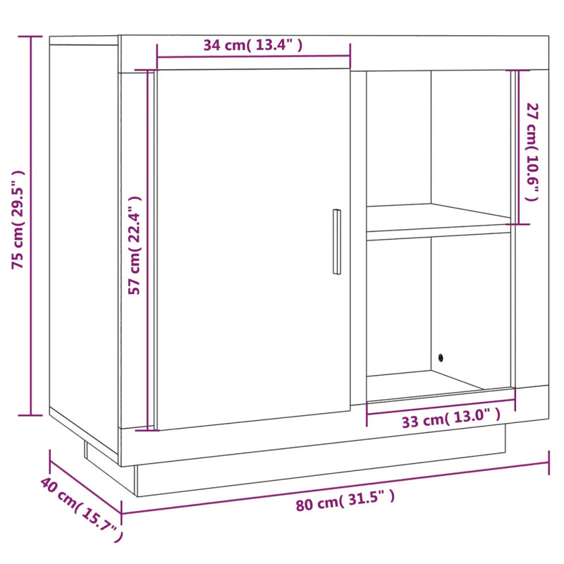 Mathison 80cm Sideboard, White