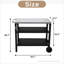 Chariot de barbecue extérieur à 3 niveaux avec surface en acier inoxydable, roues de table de préparation barbecue, barre de service roulante pour patio et cour arrière, support de four à pizza en noir, construction, grand rangement, stable