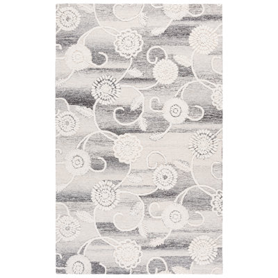 Metro Hand Tufted Wool;Cotton Damask Indoor Rug