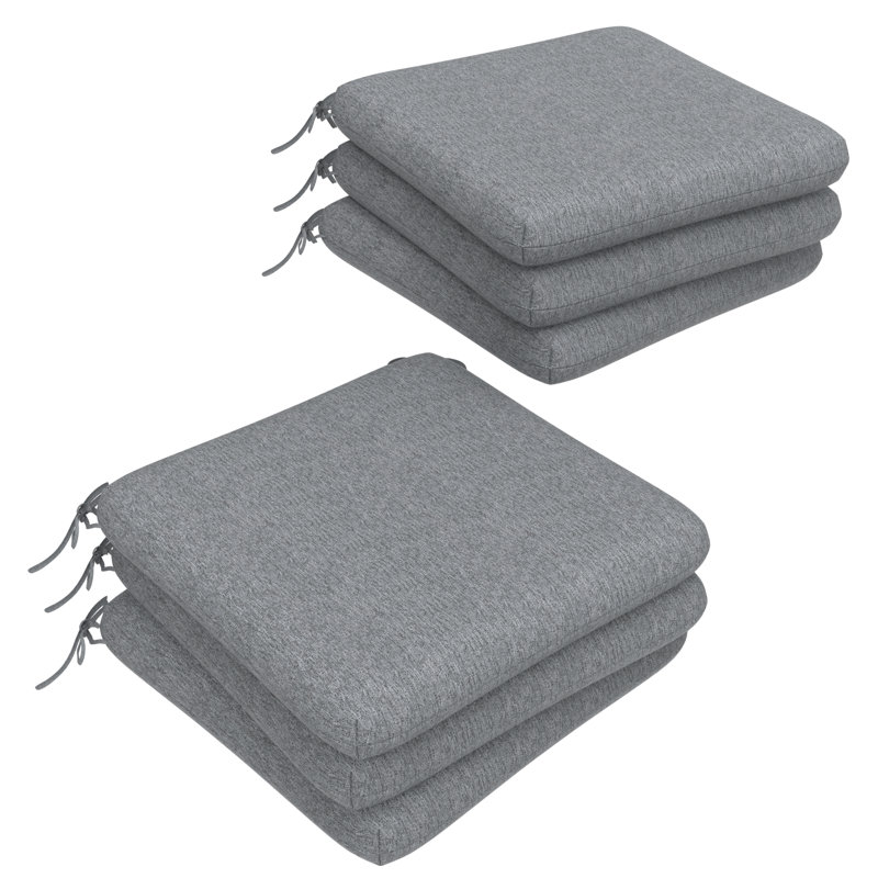 Indoor/Outdoor Square Dining Chair Cushions (Set of 6), 3" Foam Replacement Cushion, Twin Navy, 6