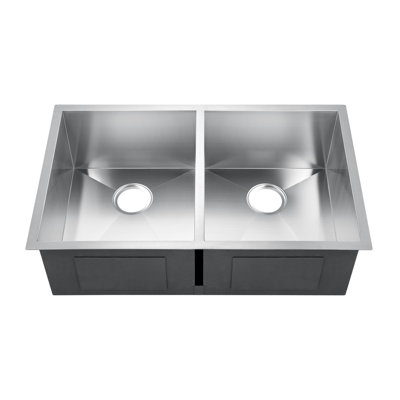 Lana 37'' L Double Bowl Stainless Steel Kitchen Sink