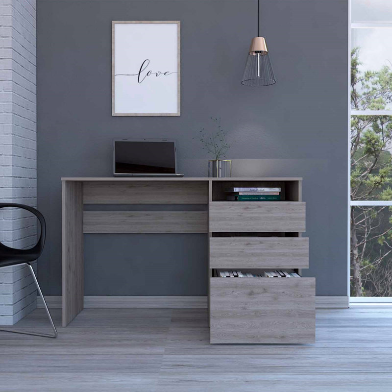 Waterbury 3-Drawer 1-Shelf Computer Desk Light Grey