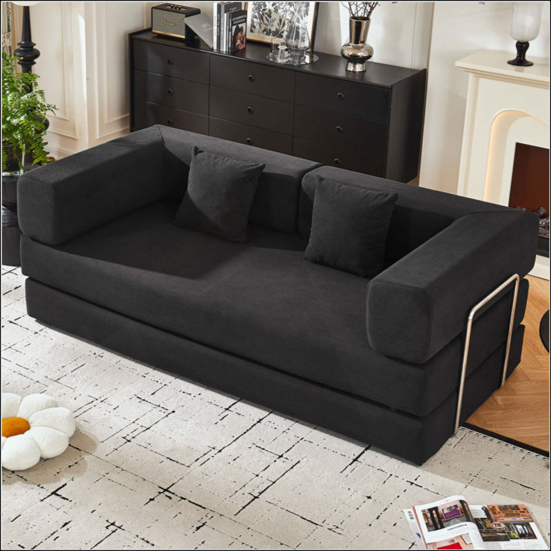 Canapé-lit convertible Corduroy Boneless Sleeper, Black