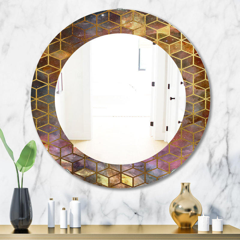 Capital Honeycomb Contemporary Accent Mirror, 20" W x 30" H, Brown/Gold