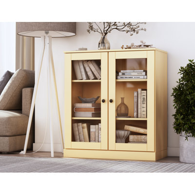 Bibliothèque courte Palace Imports 100% bois massif avec portes en verre, tablettes réglables, bibliothèque modulaire, l 32 po x H 35,75 po
